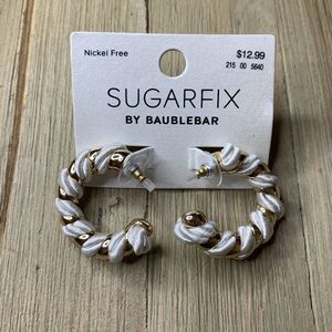 SUGARFIX® by BaubleBar White Gold Silky Twisted Cord Hoop Earrings Xmas Festive